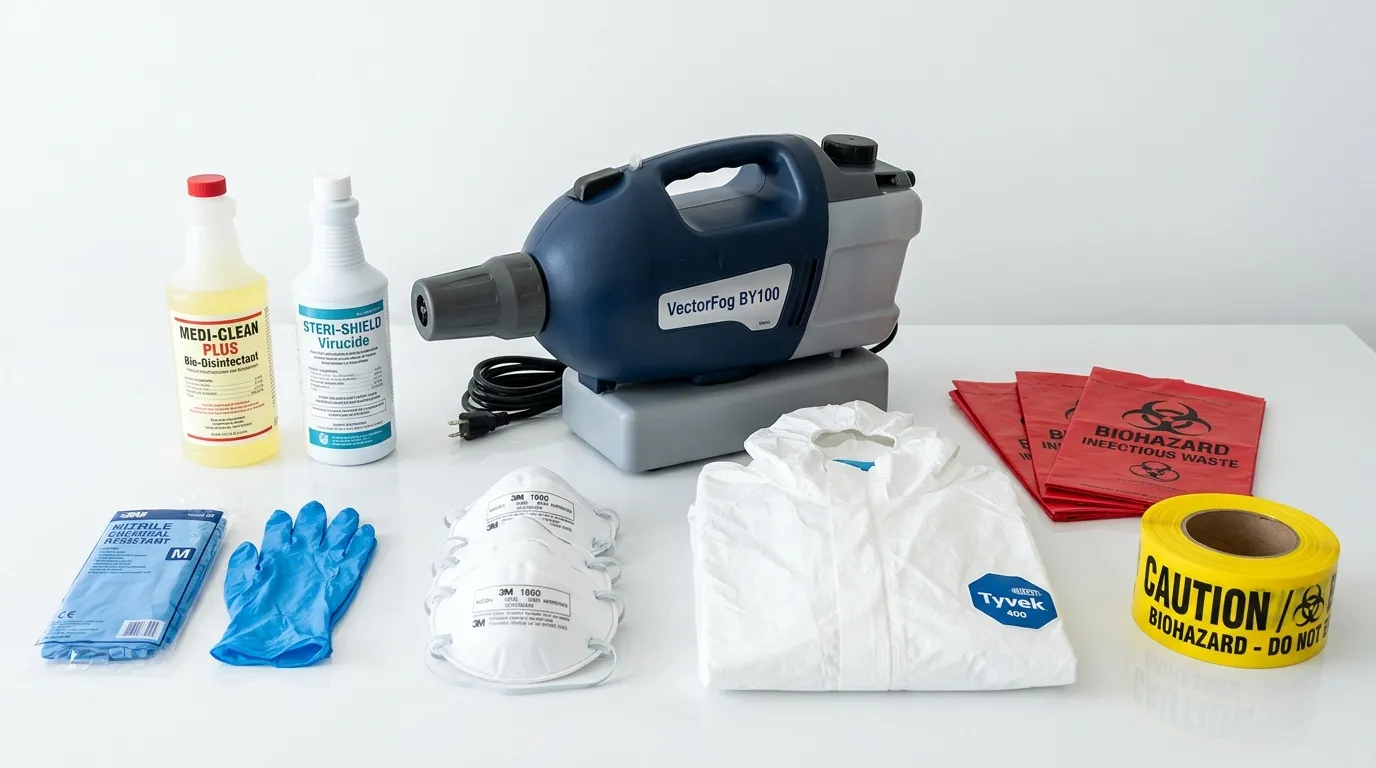 Professional biohazard remediation crew working in Denison